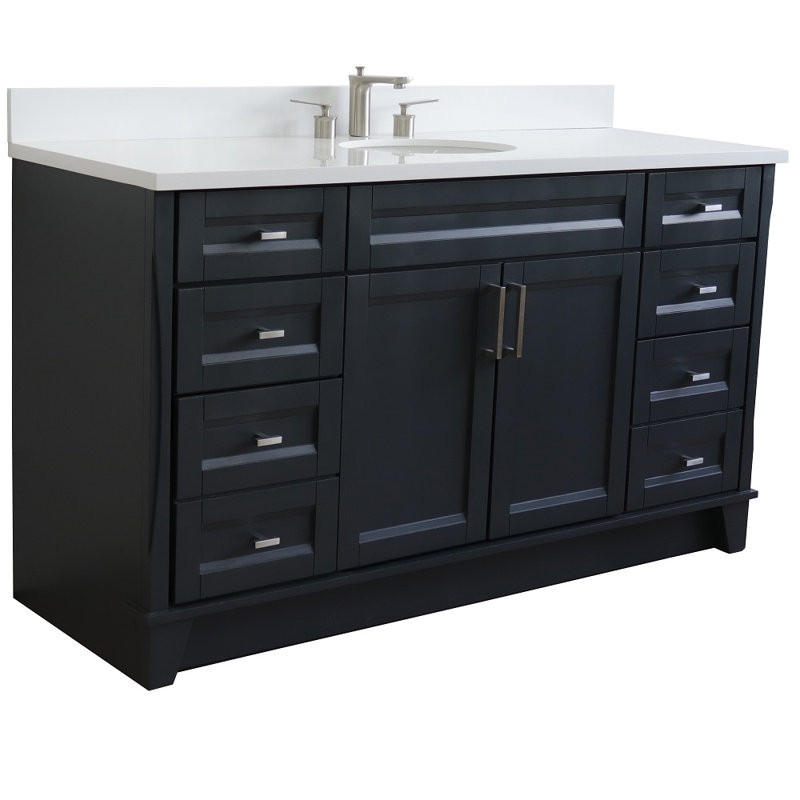 Constantin 61'' Single Bathroom Vanity with Top, White Quartz
