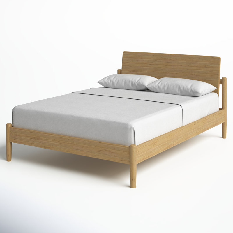 Benji Solid Wood Platform Bed, Queen, Wheat