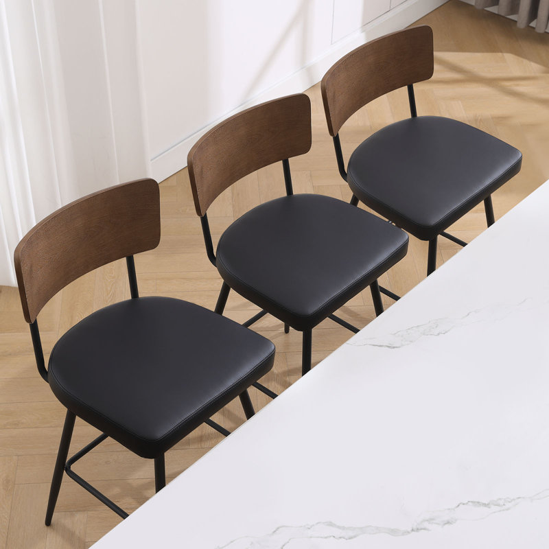 Swivel Upholstered Counter & Bar Stool, Black, Counter Stool (26" Seat Height), 3