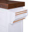Grand îlot de cuisine de 53 po avec bureau de 3,5 po d'épaisseur, supports à épices et à serviettes, îlot de cuisine roulant avec rangement sur 5 roulettes, 2 très grands tiroirs, pour la maison, la cuisine, la salle à manger, blanc-6024906