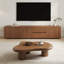 Ensemble de meuble télé de style Mid-Century en noyer moderne avec table basse Cloud, console multimédia 79 po avec rangement, table basse en bois de 48,4 po pour le salon