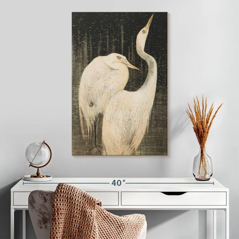 Brampt Twee Zilverreigers, 30" H x 20" W