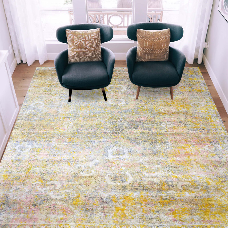 Abstract Area Rug in Gold And Multi, Rectangle 12' x 15'