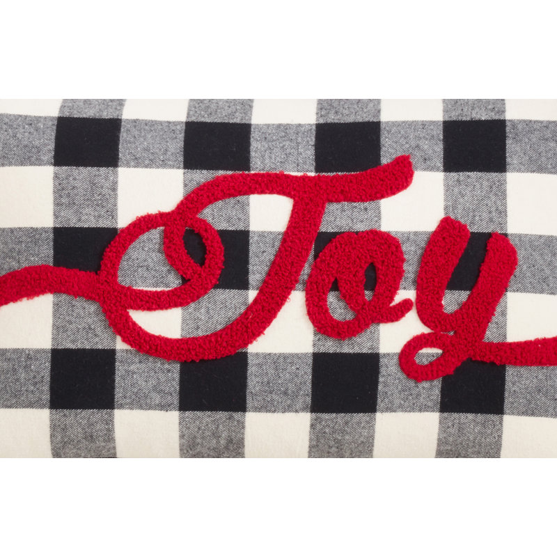 12 x 20 Inch Buffalo Plaid Joy Pillow Cover in Black and Red