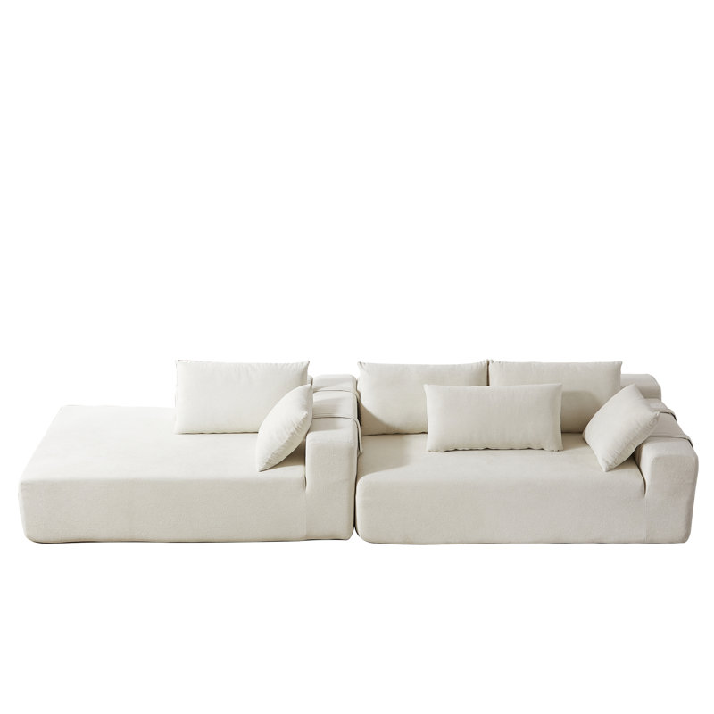 Canapé modulaire 2 pièces rembourré, Chenille ivoire, Orienté à gauche (vu de face)