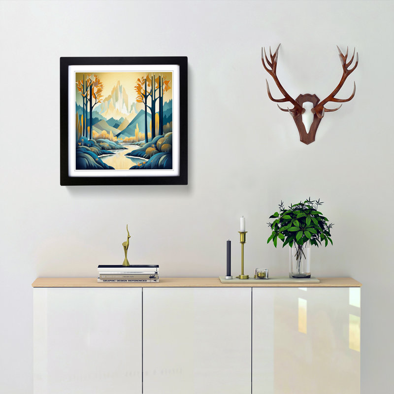 Landscape Deco No.4 - Framed Print, Black
