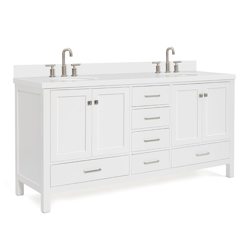 Ensemble de meuble-lavabo double 73 po Cambridge, Oval, Blanc
