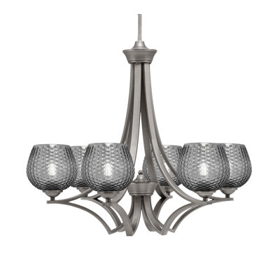 Lustre suspendu 6 lumières Shutesbury, verre fumé 6 po
