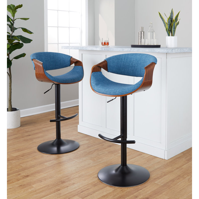Tabouret de bar Curvo, Bleu et noir