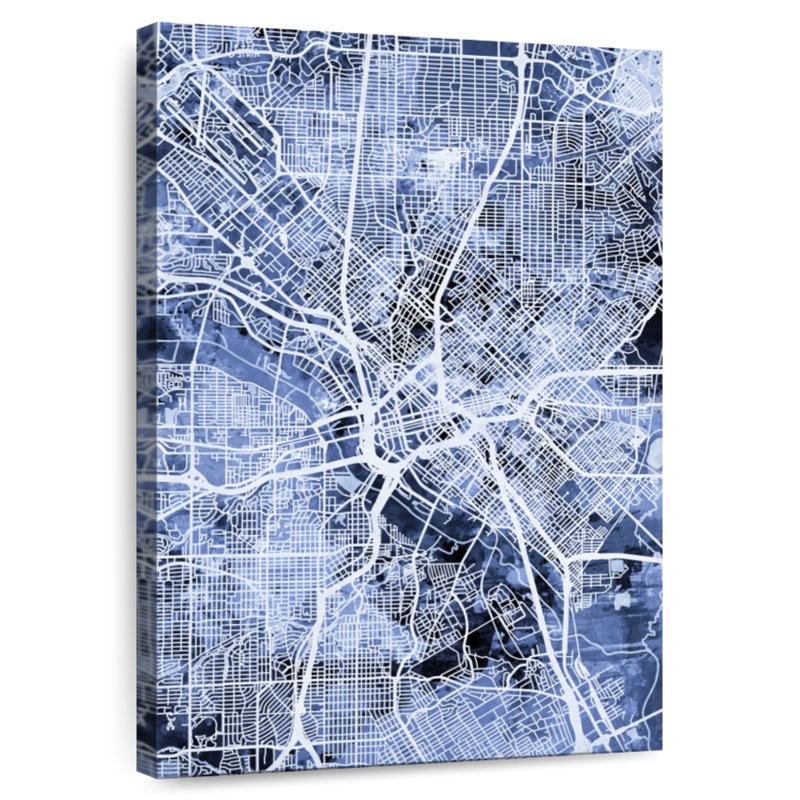 Carte de la ville d'Alaska Dallas au Texas III, H 48 po x l 32 po