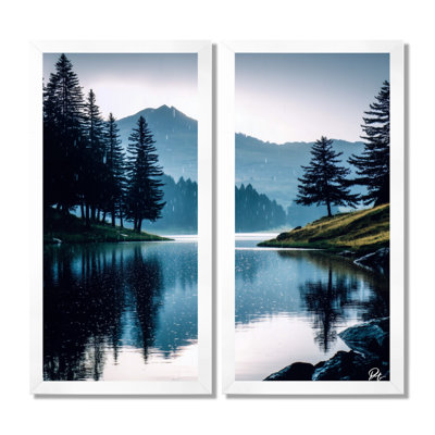 Morning Lake Calm In Vancouver - Vancouver , Black Cityscape Wall Art Set Of 2