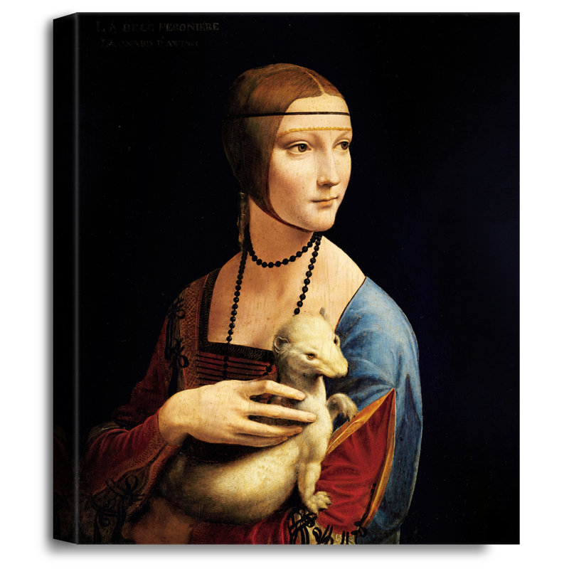 «Lady with a Hermine» par Leonardo Da Vinci, H 36 po x l 30 po, Toile tendue