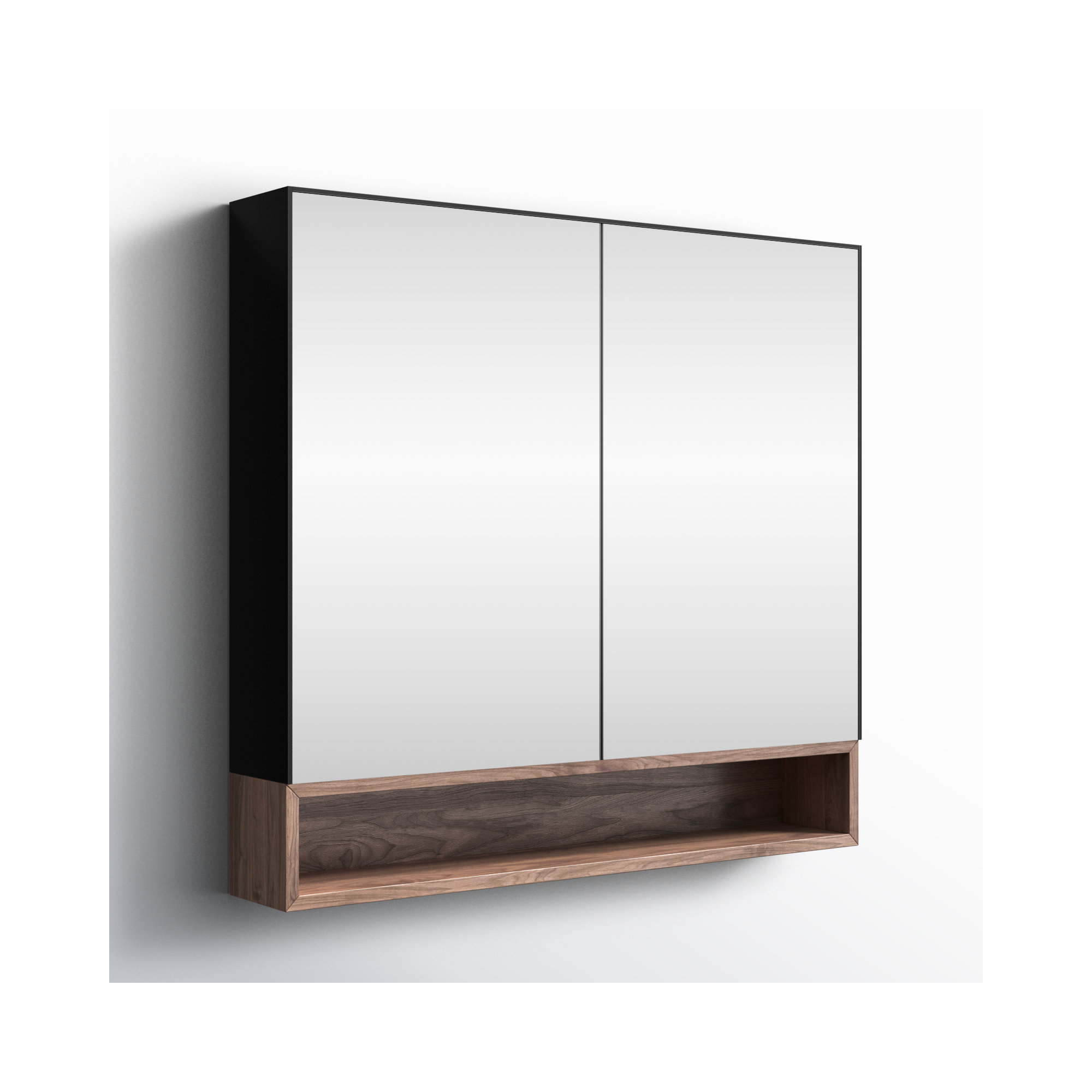 Tito Medicine Cabinet 36-Inch, Matte Black/Walnut