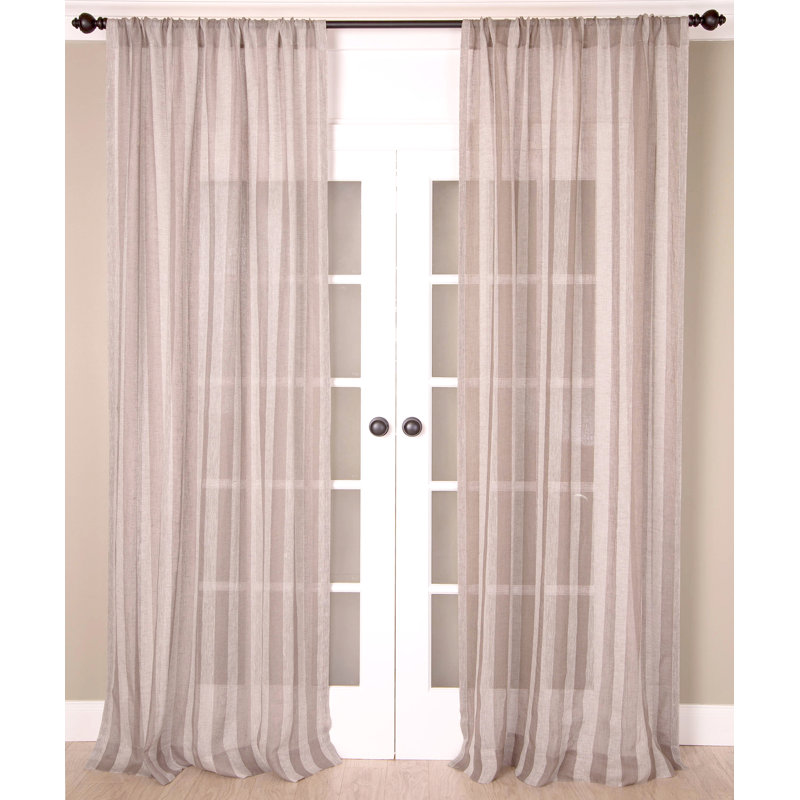 Linen Sheer Curtain Single Panel, Taupe, 51" W x 84" L