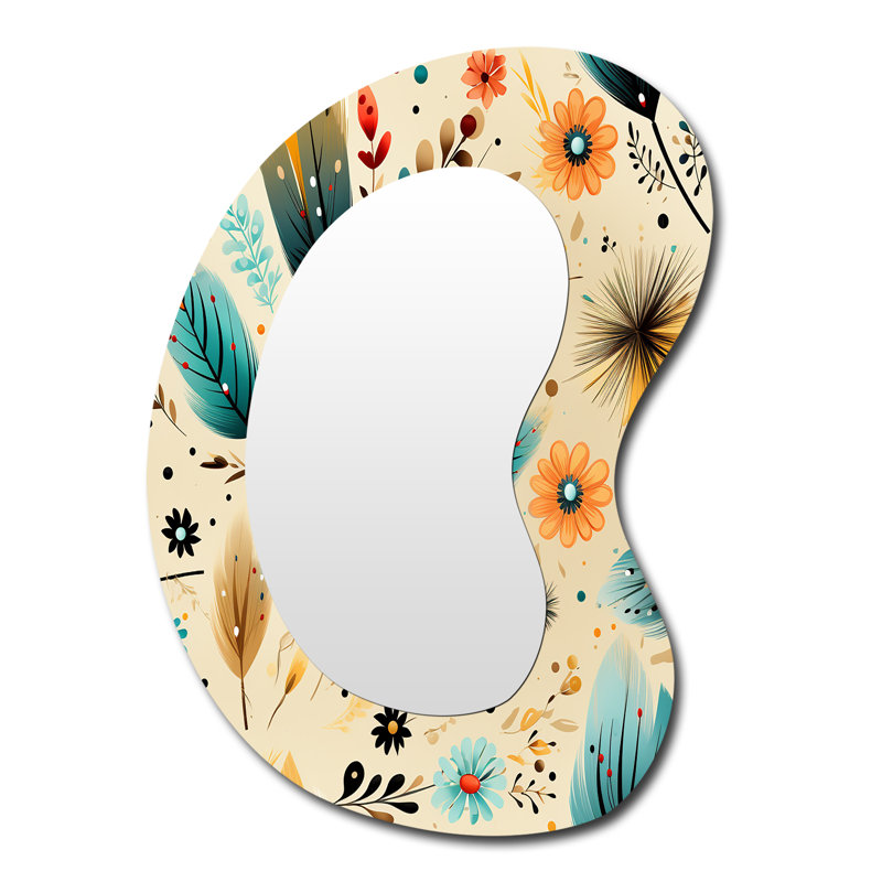 Gypsy Spirit Boho Pattern - Irregular Boho Assymetrical Bohemian Unique Wall Mirror, 39" x 28"