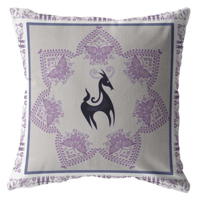 Horse And Butterflies Broadcloth Indoor Outdoor Zippered Pillow Blue On White