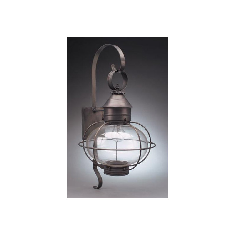 Onion 1-Light Outdoor Wall Lantern, Dark Brass, Clear, 21" H x 12" W x 13.5" D