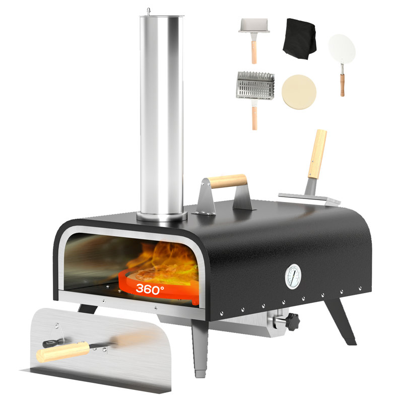 Outsunny Steel Countertop Charcoal Pizza Oven,wood