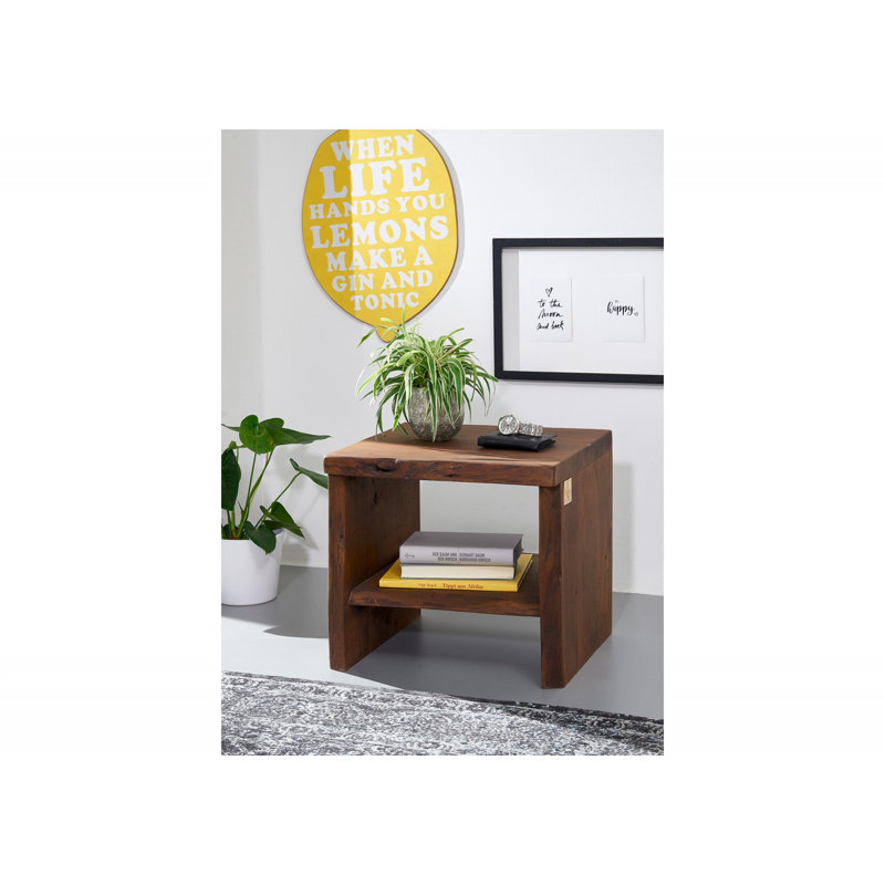 45cm W Solid Wood Bedside Table, Brown
