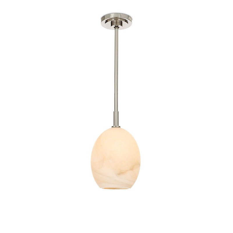Luminaire suspendu simple Artemis (verre), Albâtre, Nickel poli