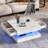 33.9" LED Coffee Table with Storage, Modern High Glossy Living Room Table with 2 Drawers, Double-Layer Design Large Square Center Table-528651010-528651015
