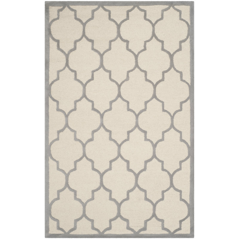 Rotteck Geometric Wool Hand Woven Area Rug, Rectangle 61 x 91 cm