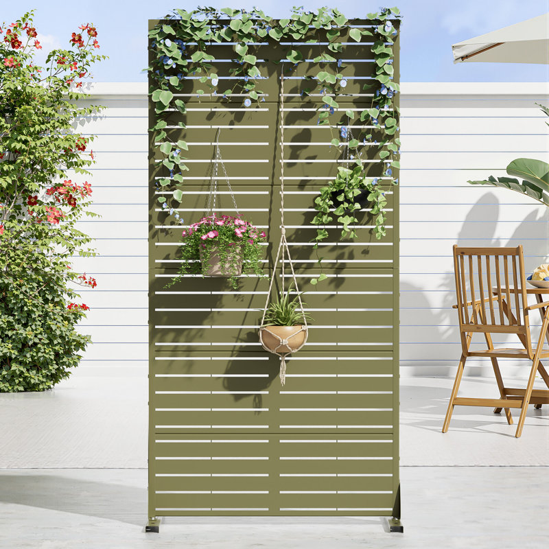 Cloison de clôture 72 po x 35 po autoportante en métal avec clôture en treillis pour patio, balcon, cour, piscine, pièce intérieure