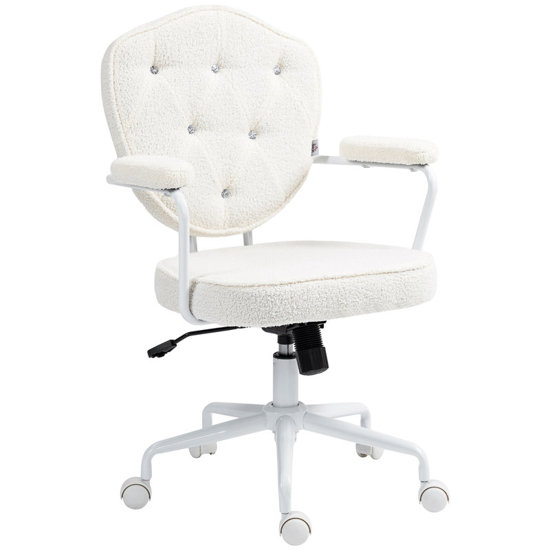 HOMCOM Cute Home Office Chair, Teddy White, White