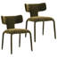 Chaises de salle à manger rembourrées en tissu de style scandinave moderne avec dossier incurvé en métal et chaises de salle à manger vertes-2022907218