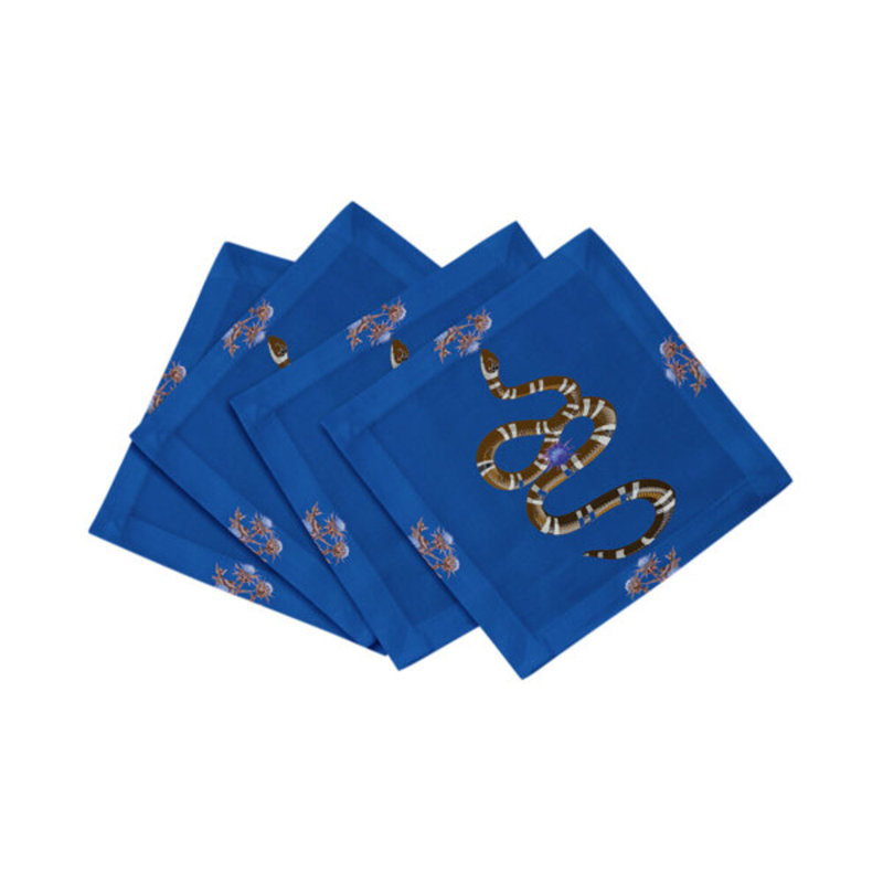Cotton Blend Square Napkins, Blue