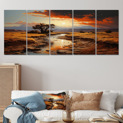 " Moonlit Sunset On Canyon Landscape III 5 Piece Art " 5 - Pieces