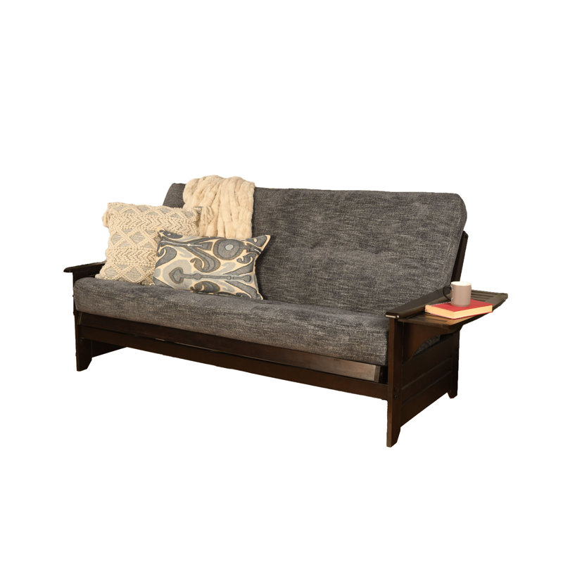 Johnte 82'' Wide Full Futon And Mattress, Espresso, Peter's Cabin Microsuede, Premium Pocket Coil