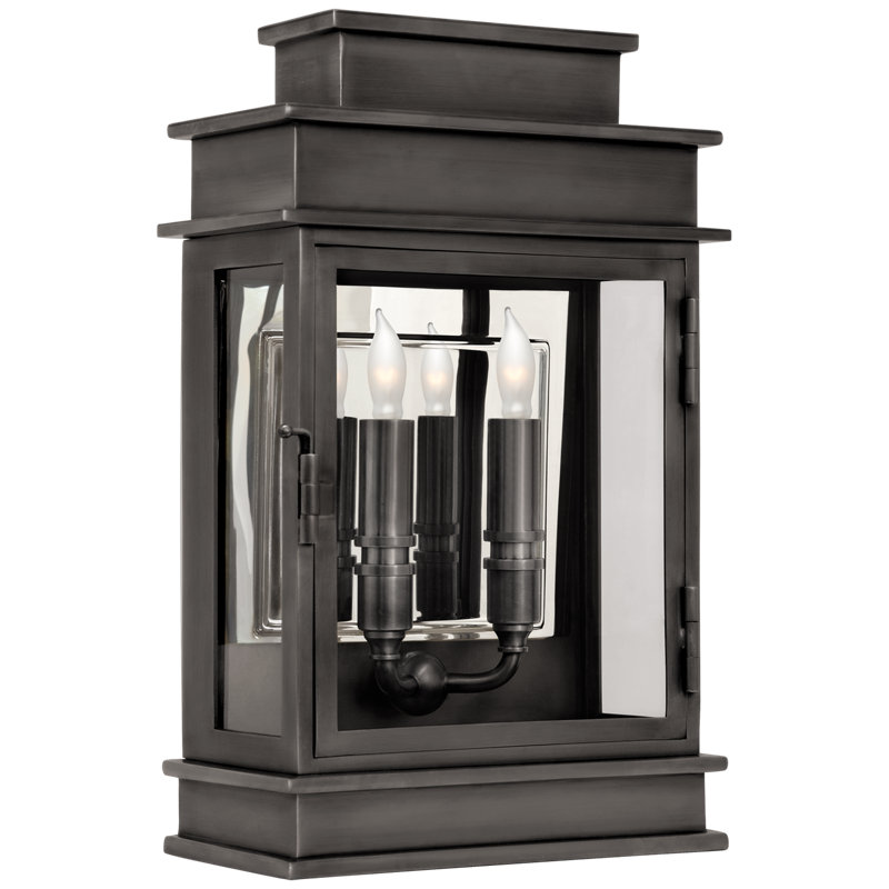 Chapman & Myers Linear Mini Wall Lantern, Bronze, 15" H x 9" W x 5" D