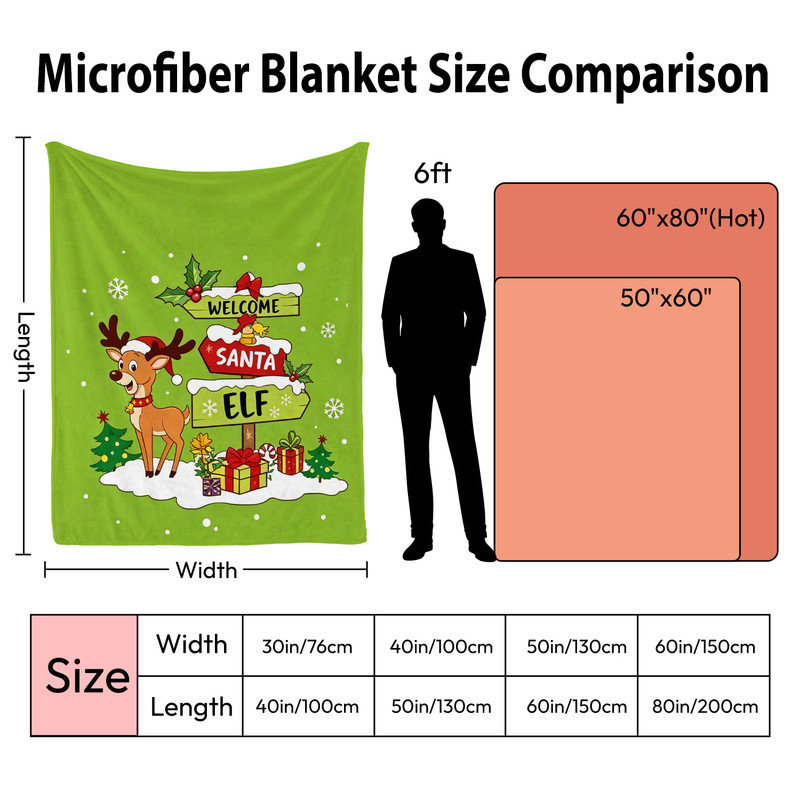 Plaid de Noël en flanelle polaire JYK, léger, respirant, doux et chaud en microfibre pelucheuse, 127 x 152 cm, Bienvenue au Père Noël et à son lutin