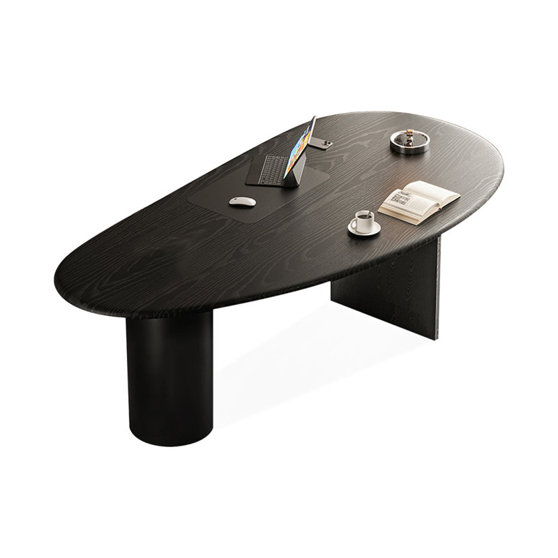 Free form Solid Wood desks, Black, 29.53" H x 78.74" W x 31.5" D