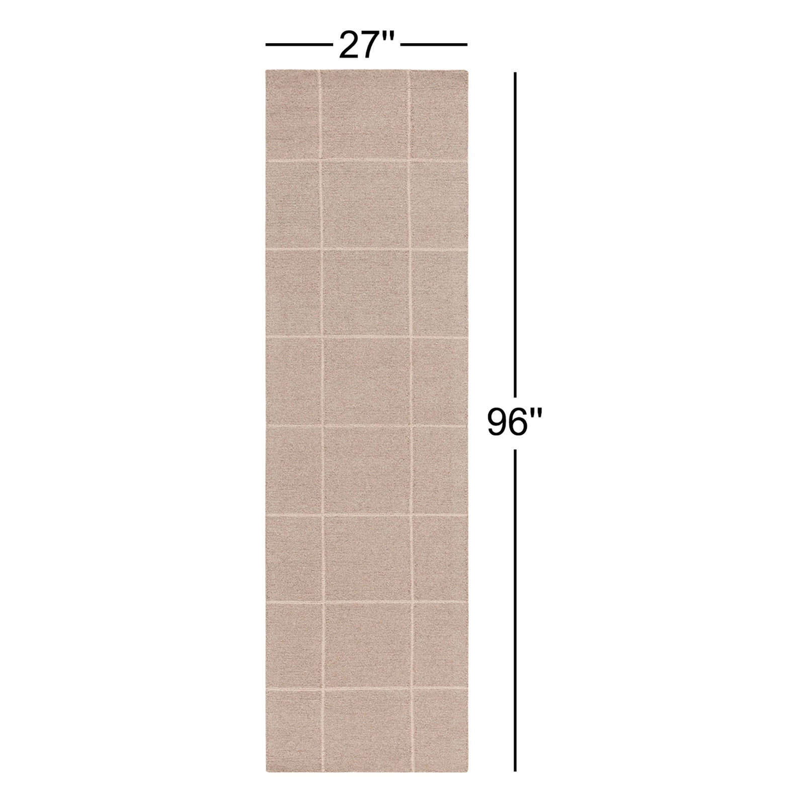 Beige Hand-Tufted Geometric Wool Rug, Runner 2'3" x 8'