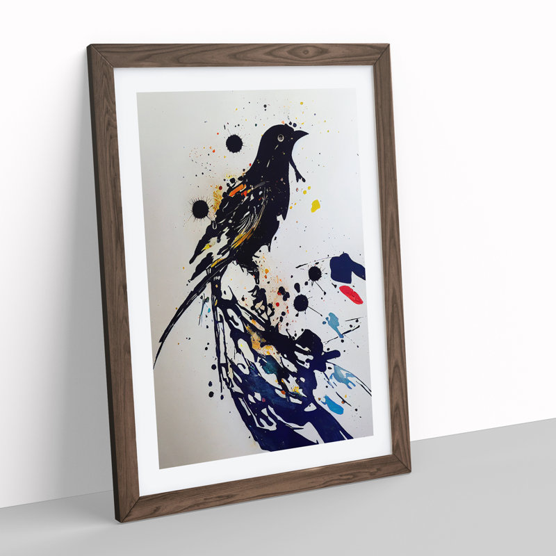 Bird Splash No.1 - Wall Art, 34cm H x 25cm W x 2cm D, Walnut Framed, Walnut