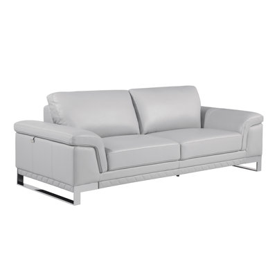 Light Gray Modern Genuine Leather Sofa