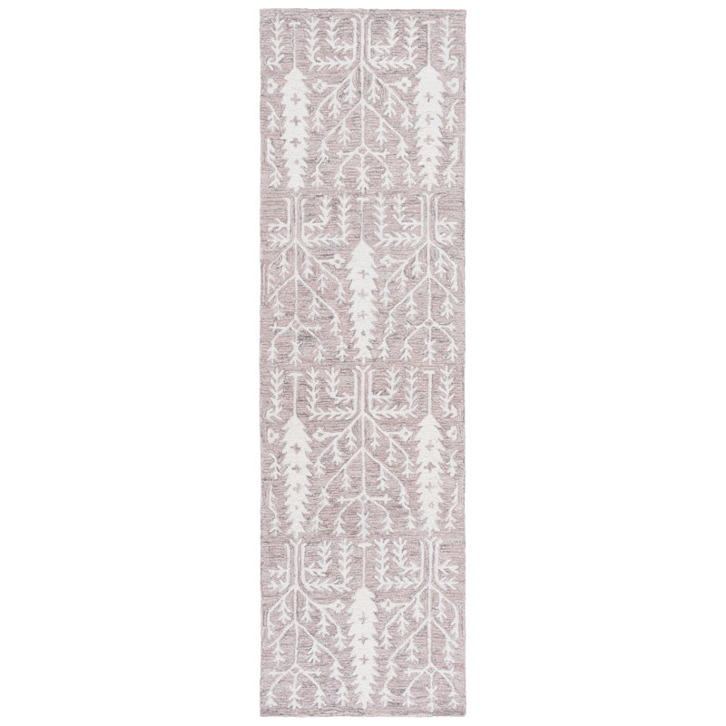 Jardin 852 Hand Tufted Wool/Cotton Vintage Look Rug in Purple/Ivory, Runner 2'3" x 8'