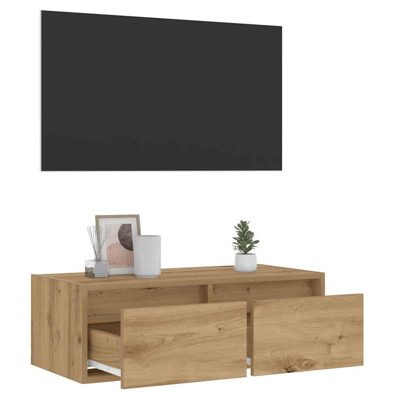 Exuma Unfinished TV Stand for TVs up to 40", 25cm H x 75cm L x 35.5cm W, Artisan Oak