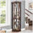 Lighted Corner Curio Cabinet - Display Case For Living Room, Antique Collectibles, Wine & Bar Glass Storage - Elegant Corner Design With Lights Included-Dark Cherry-1001285544