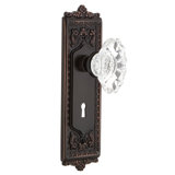 Crystal Chateau Interior Mortise Door Knob with Egg & Dart Long Plate