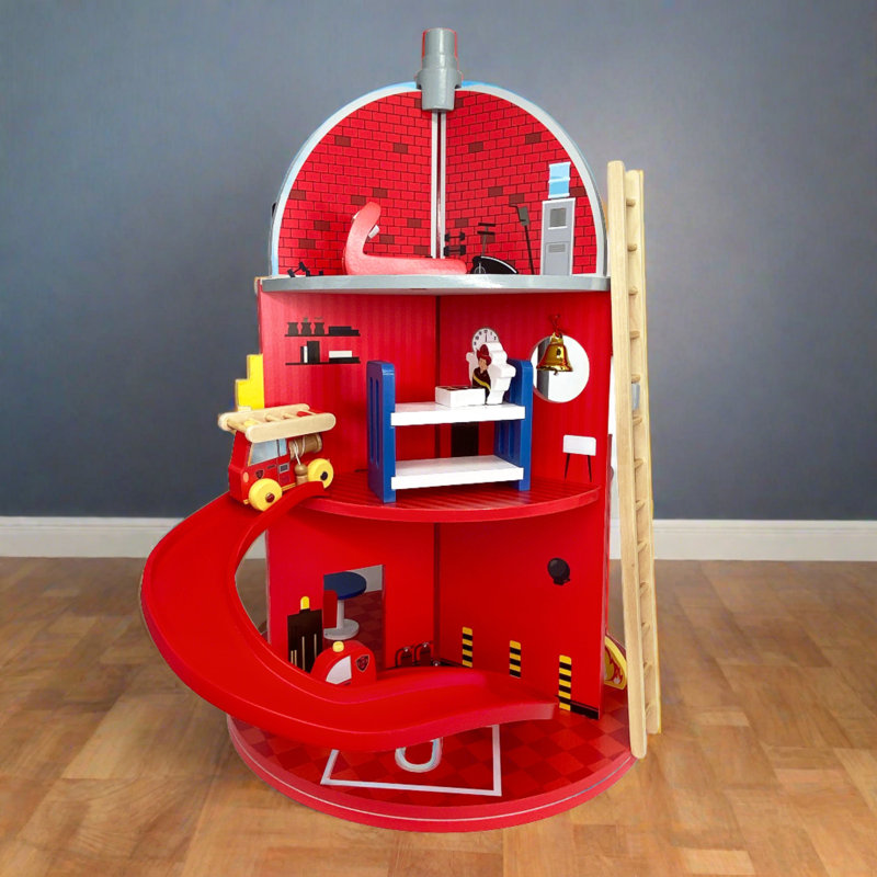  Teamson Kids 3-Story Fire Station Playset with 25-piece Figurines Set and Furnishings