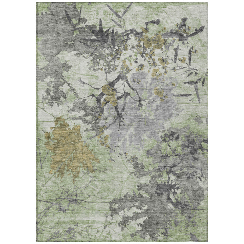 Machine Washable Indoor/Outdoor Chantille ACN2654 Abstract Rug, Aloe, 10' x 14'