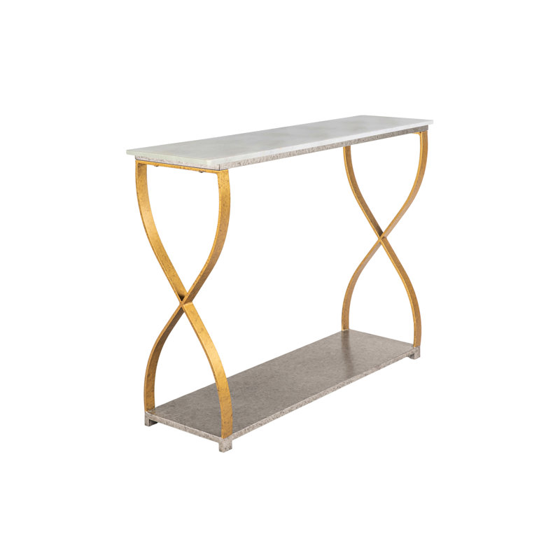 Console Mary 45 ", Marbre de Carrare, Argent royal / or royal