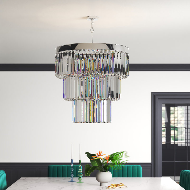 Pruitt 10 - Light Dimmable Tiered Chandelier, Sliver