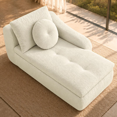 Chaise longue Corduroy Cloud, fauteuil de détente 1 ou 2 places sans structure, garni de ressorts et de mousse, avec larges accoudoirs et coussin décoratif, canapé-lit compressé sous vide, sans assemblage, pour salon