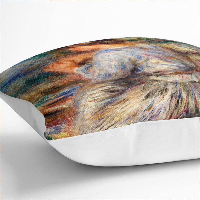 Girl Seated In A Landscape Square Throw Cushion, White, 55cm H x 55cm W x 20cm D