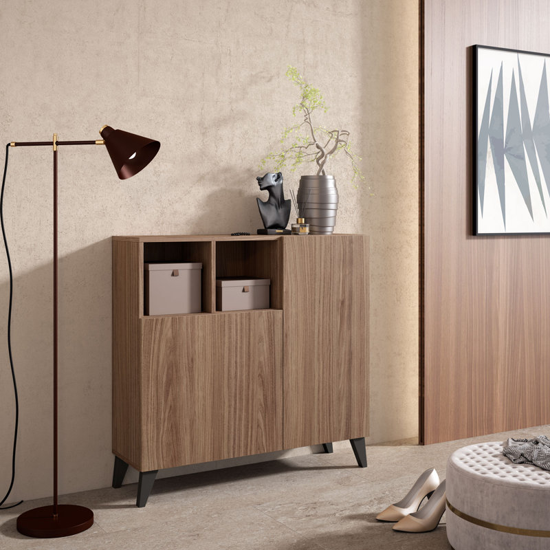 Moss 12 Pair Shoe Storage Cabinet, Walnut