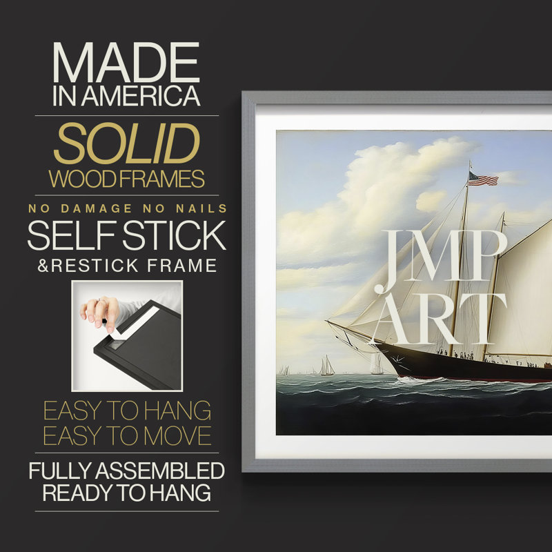 Nautical Series-CXLVI -Framed Print - Restickable, Grey, 16" H x 20" W